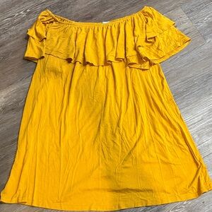 She + Sky Mustard Strapless Dress